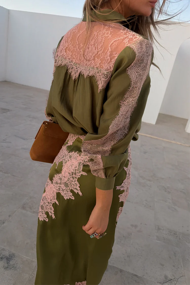 Olive & Pink Lace Marley Shirt - Image 3