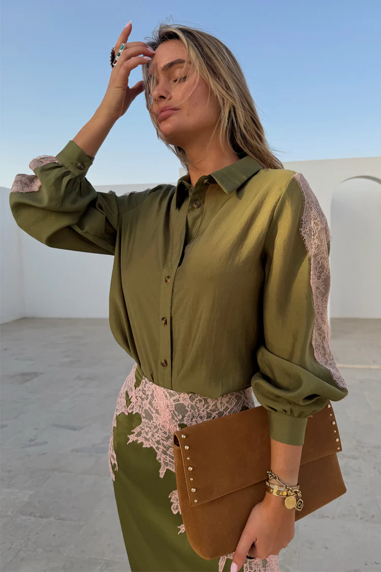 Olive & Pink Lace Marley Shirt - Image 5