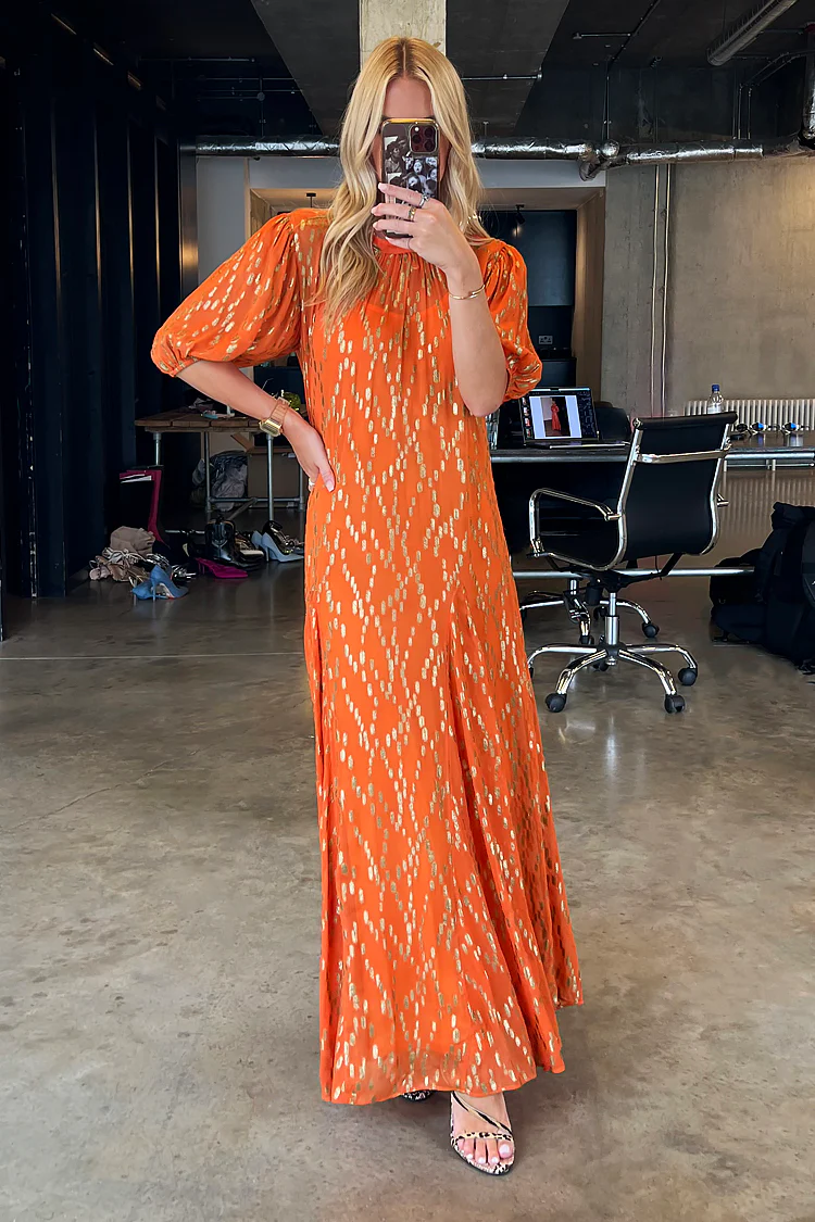 Orange Jacquard Bibi Dress - Image 6
