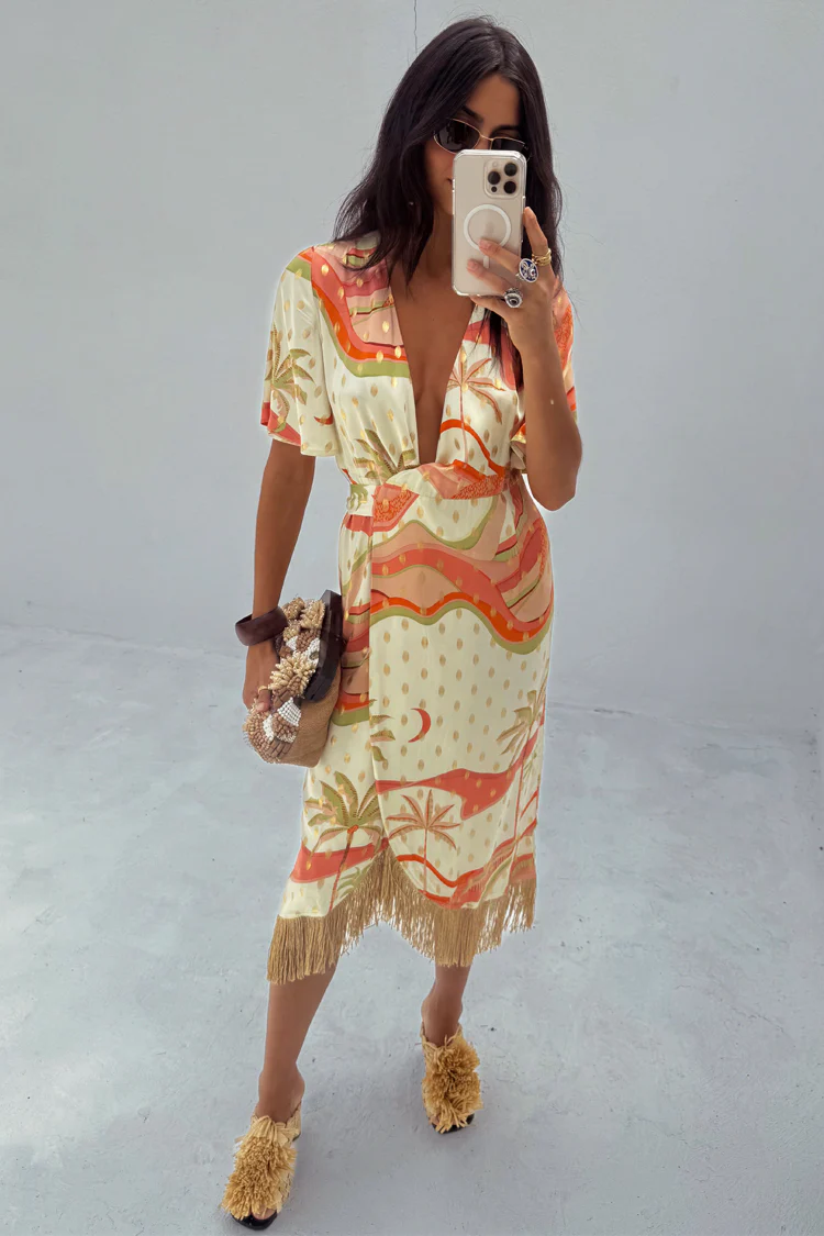 Pastel Palm Ceryes Wrap Dress Petite - Image 6