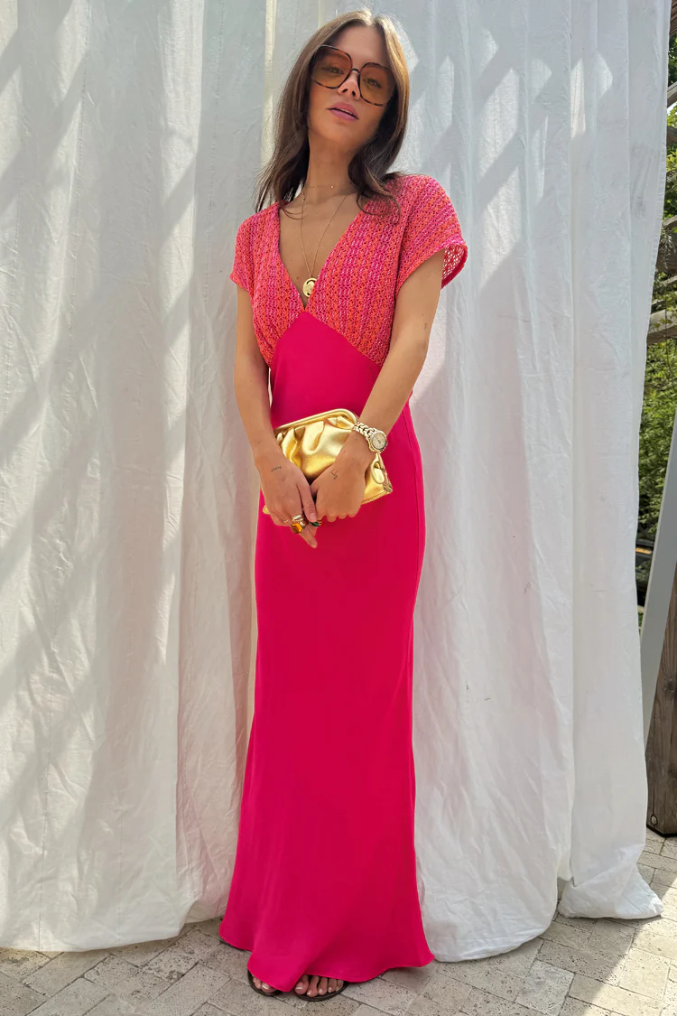 Pink and Red Crochet Elodie Dress - Image 5