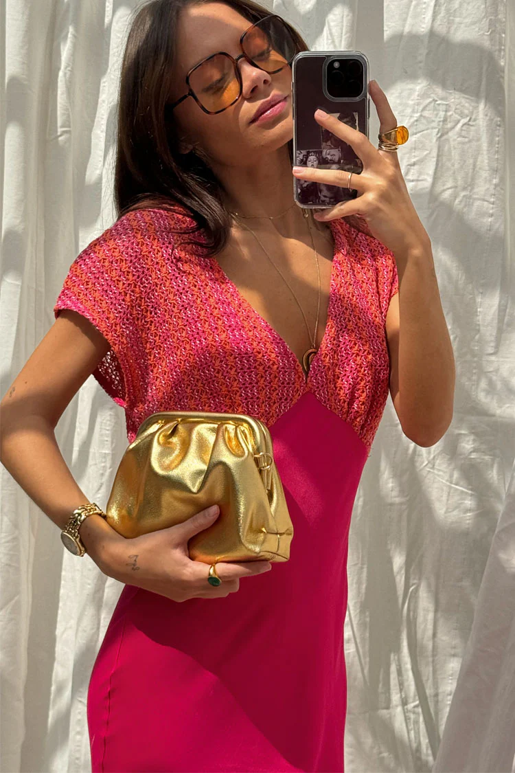 Pink and Red Crochet Elodie Dress - Image 8