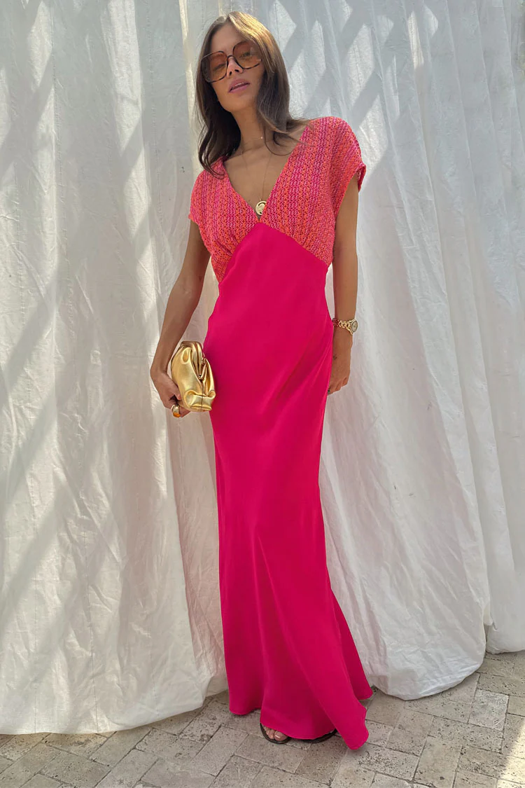 Pink and Red Crochet Elodie Dress - Image 9