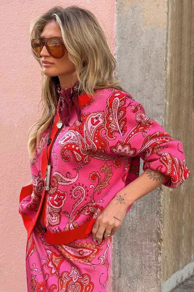 Pink Paisley Oslo Cardigan - Image 2