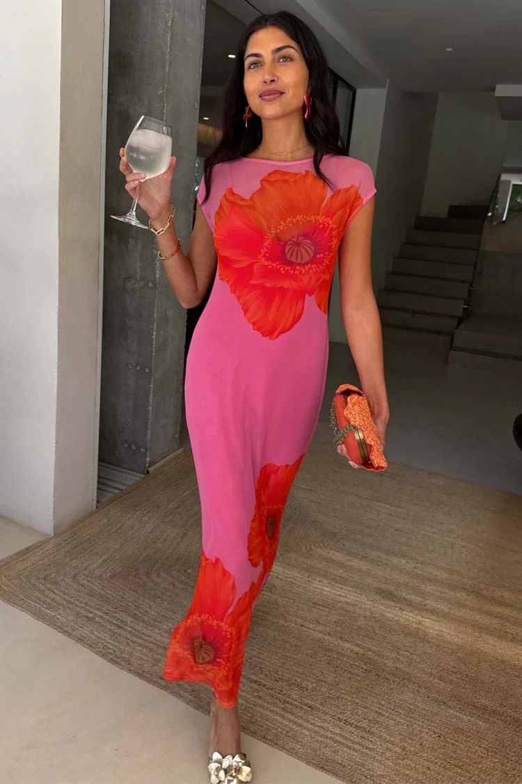 Pink Poppy Sleeveless Mesh Dress - Image 2