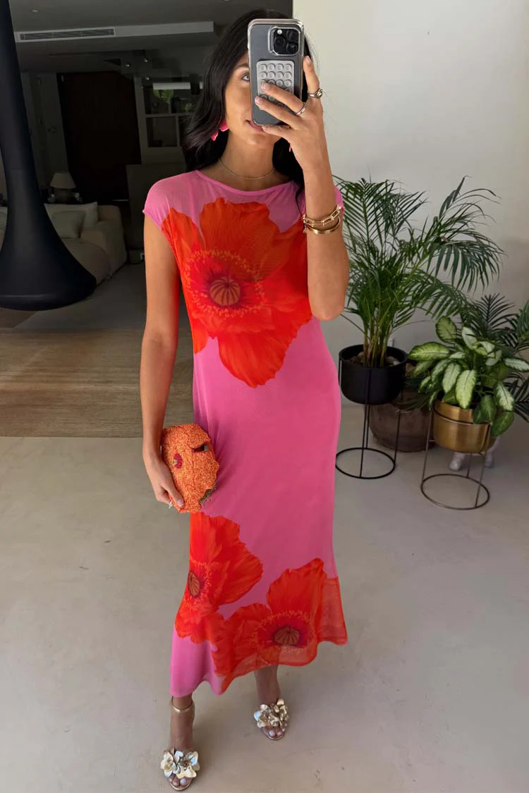 Pink Poppy Sleeveless Mesh Dress - Image 6