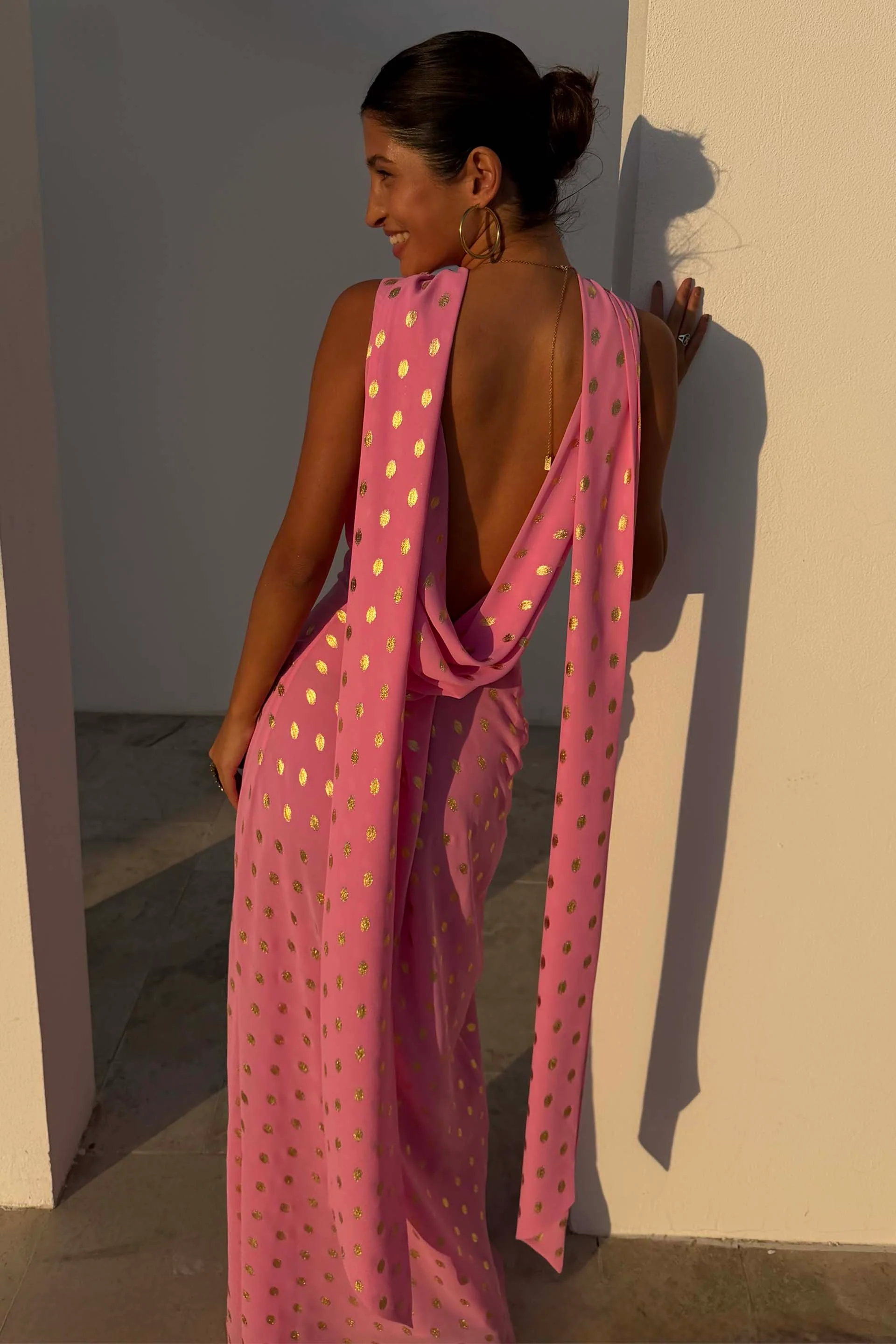 Pink Sophie Dress with Gold Fleck - Image 10