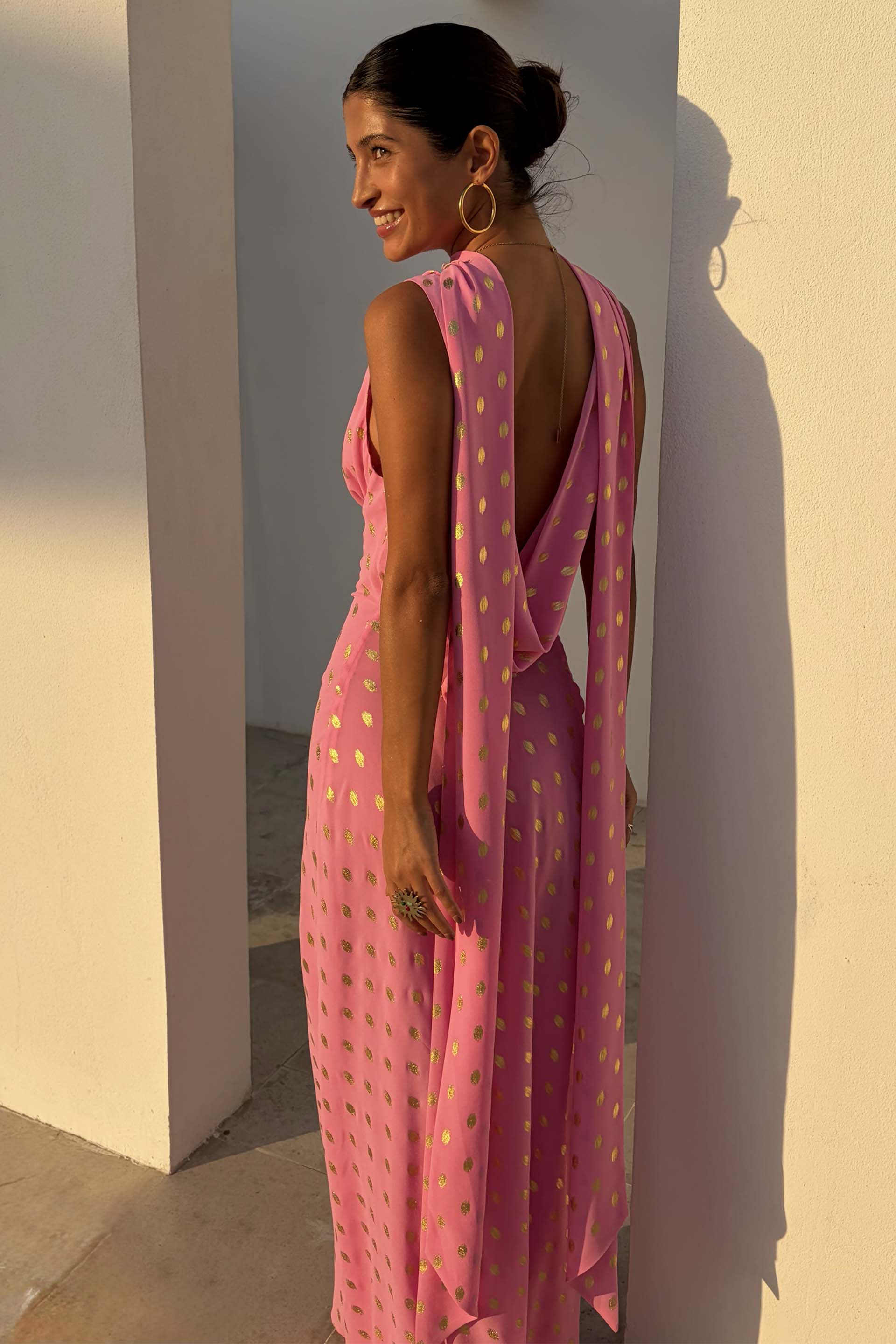 Pink Sophie Dress with Gold Fleck - Image 4