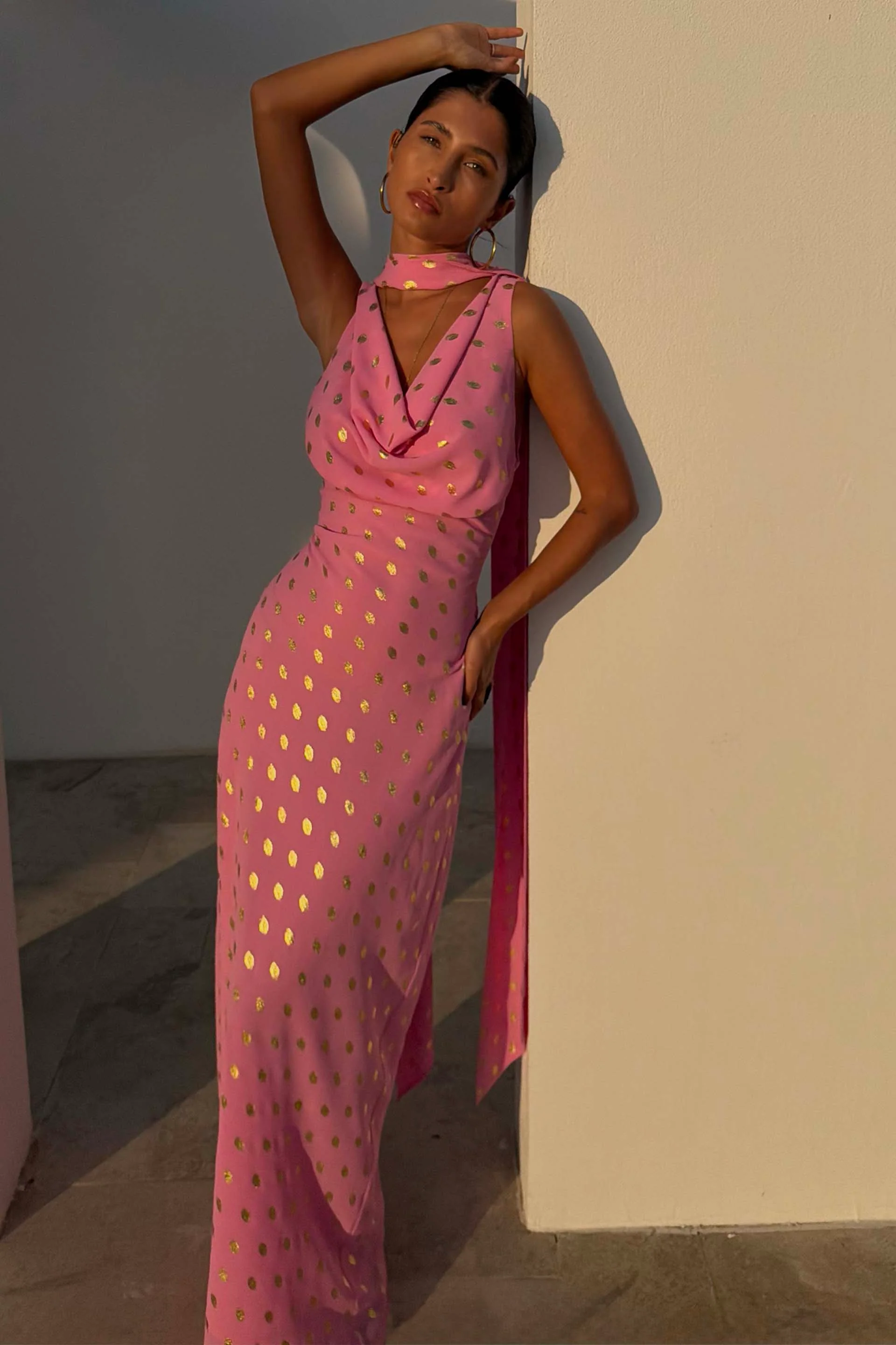 Pink Sophie Dress with Gold Fleck - Image 8