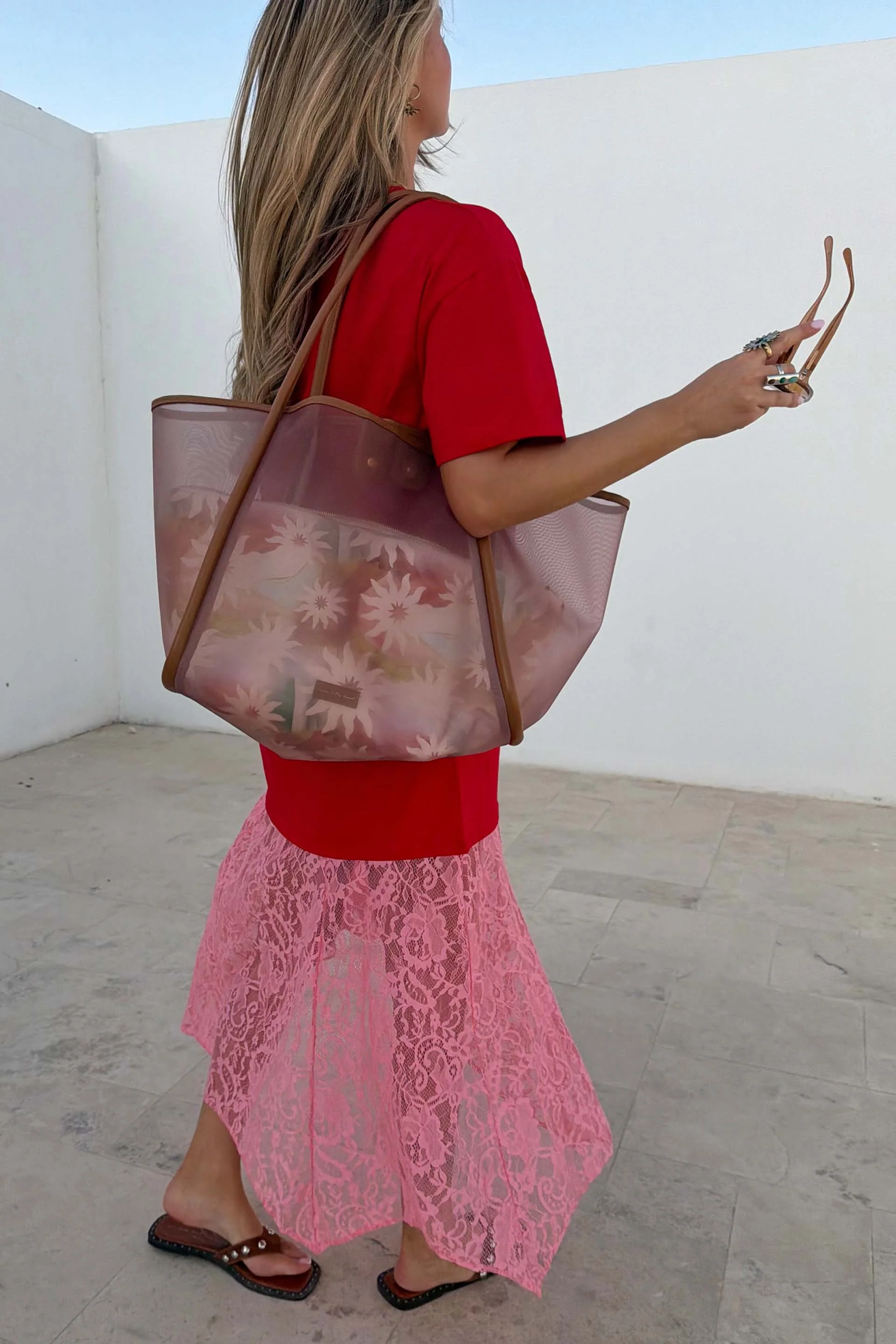 Red and Pink Cara T-Shirt Dress - Image 11