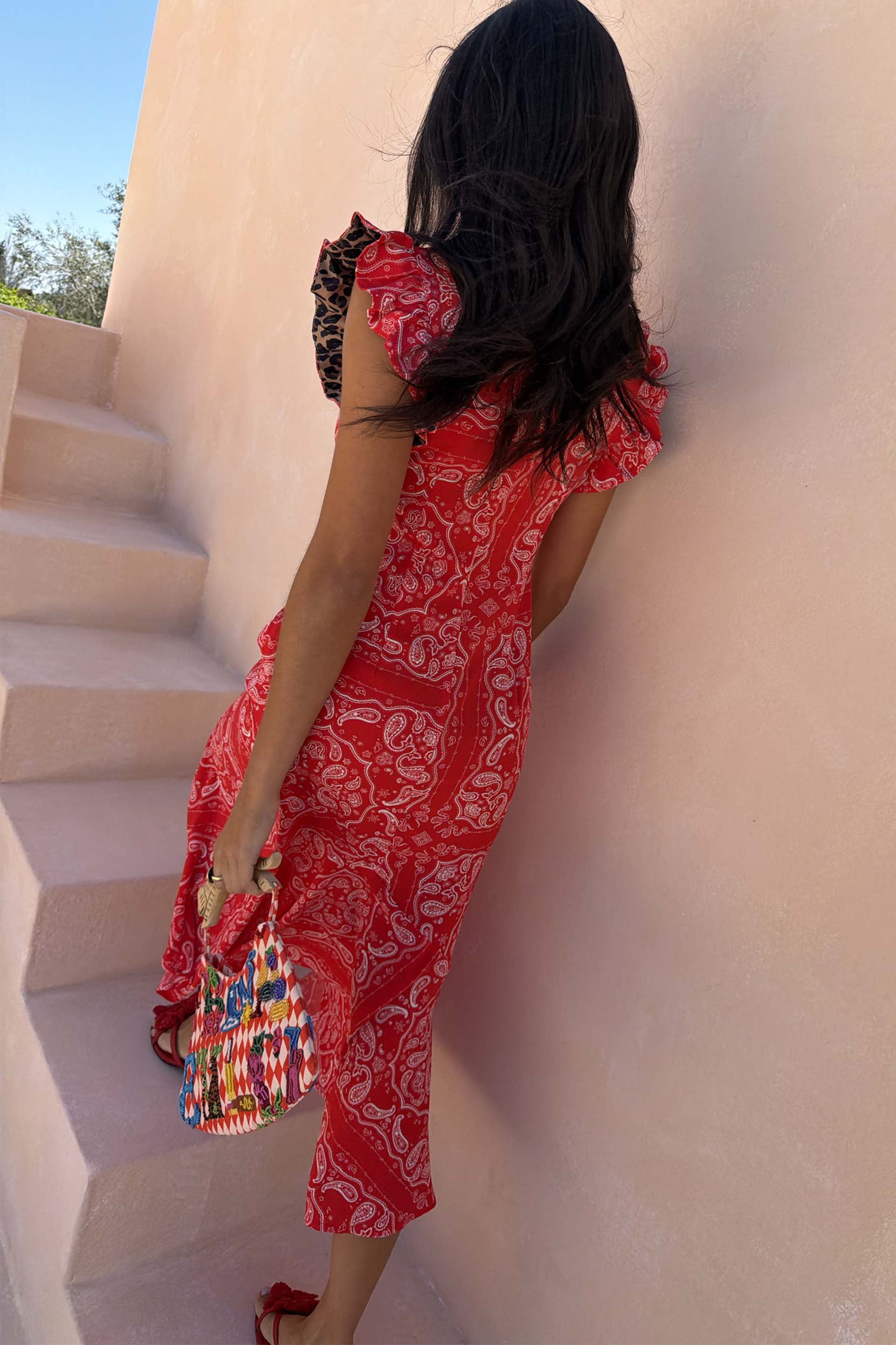 Red Bandana Remi Dress with Leopard Sleeve - Image 12