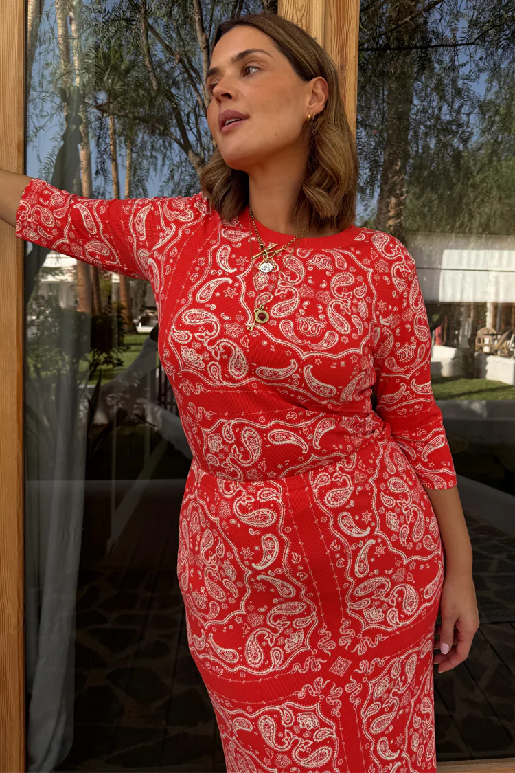 Red Bandana Rib Jersey Top - Image 3