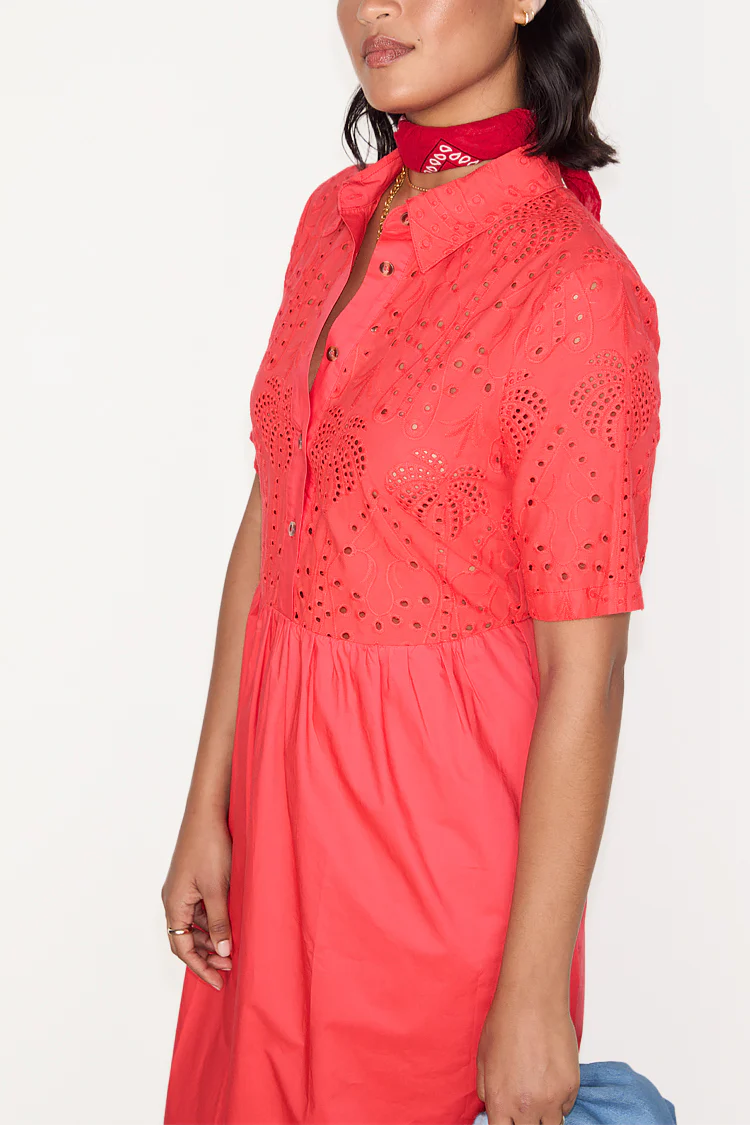 Red Palm Broderie Hayley Dress - Image 4