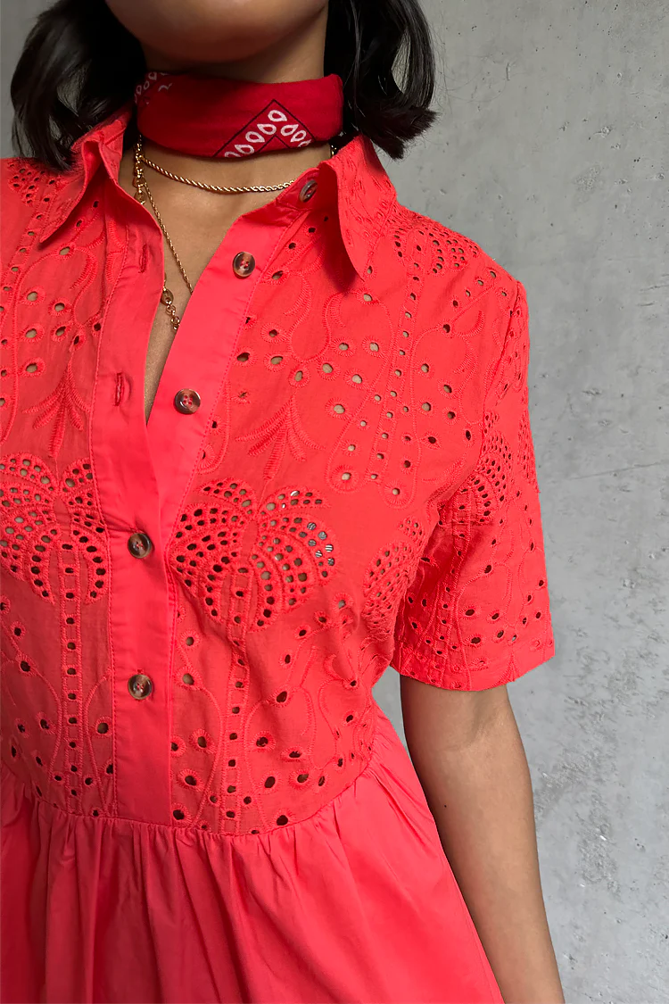 Red Palm Broderie Hayley Dress - Image 6