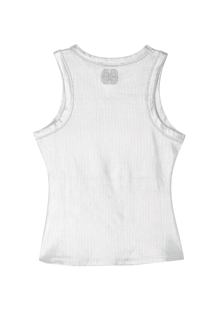 Silver Ribbed Tank Top - Image 9