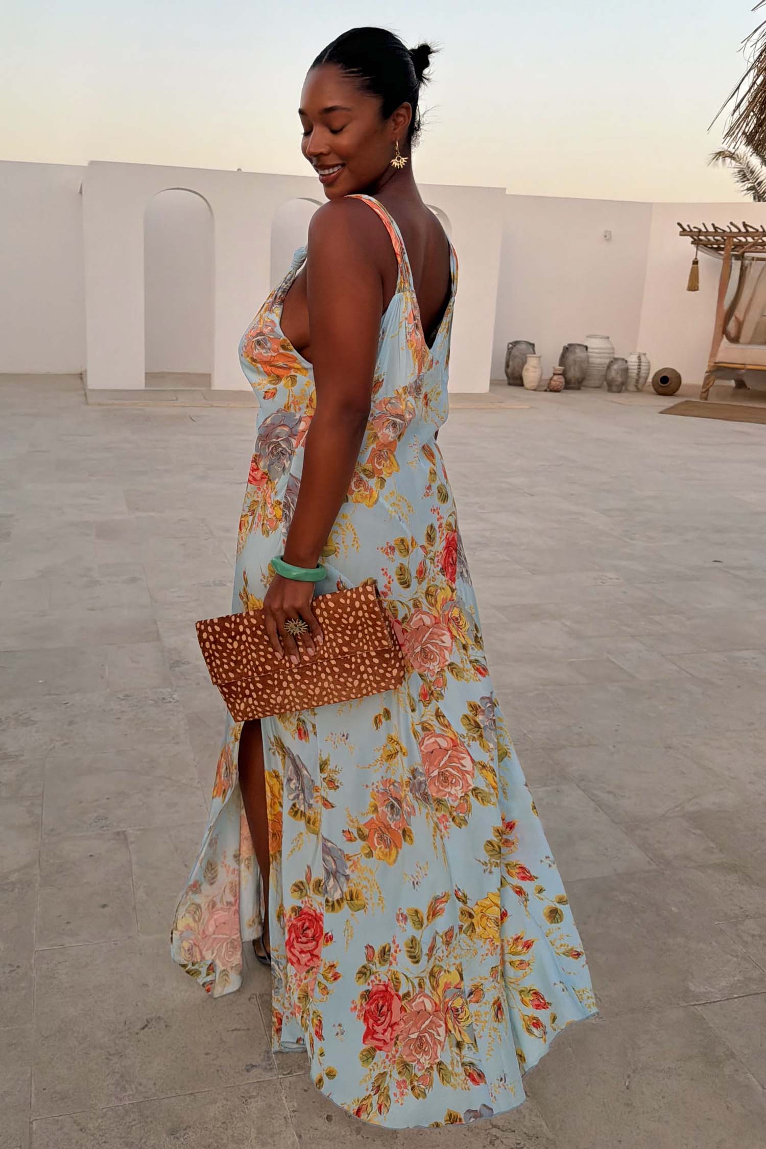 Sky Blue Floral Sofia Dress - Image 11