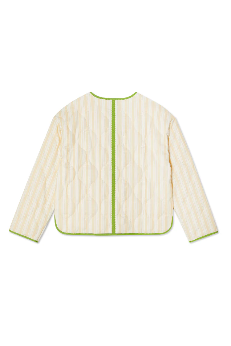 Butter Yellow Stripe Quilted Jacket - Image 13