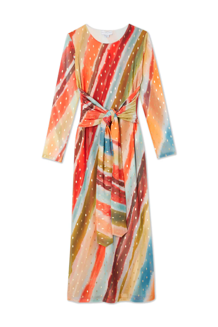 Sunset Stripe Mesh Midi Dress - Image 11