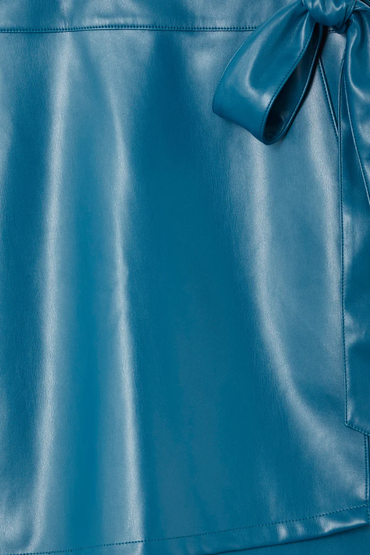 Teal Vegan Leather Mini Jaspre Skirt Petite - Image 13