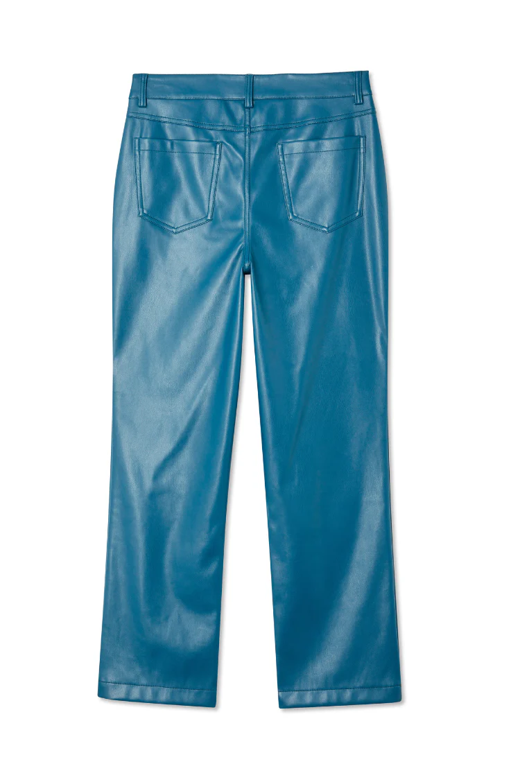 Teal Vegan Leather Trousers - Image 8