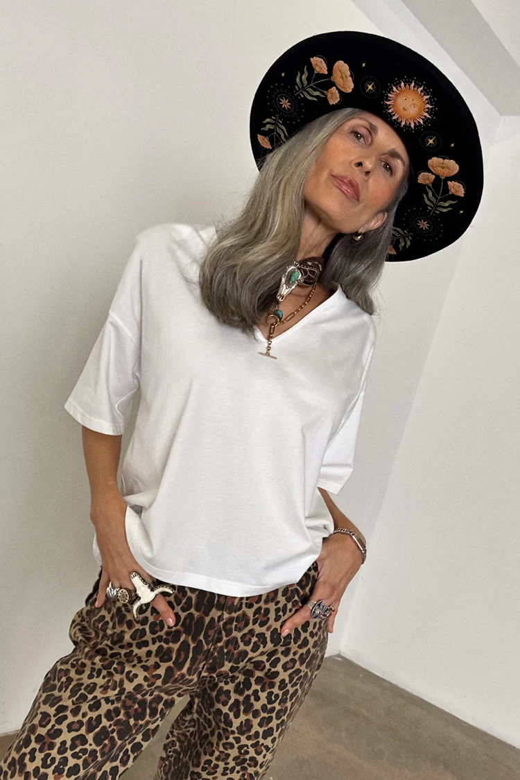 White T Shirt with Shoulder Pads - Image 3