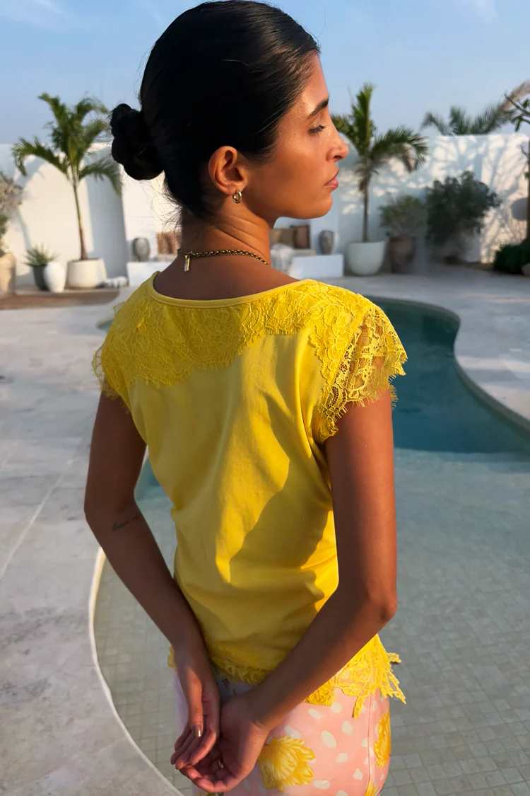 Yellow Lace Insert Top - Image 3