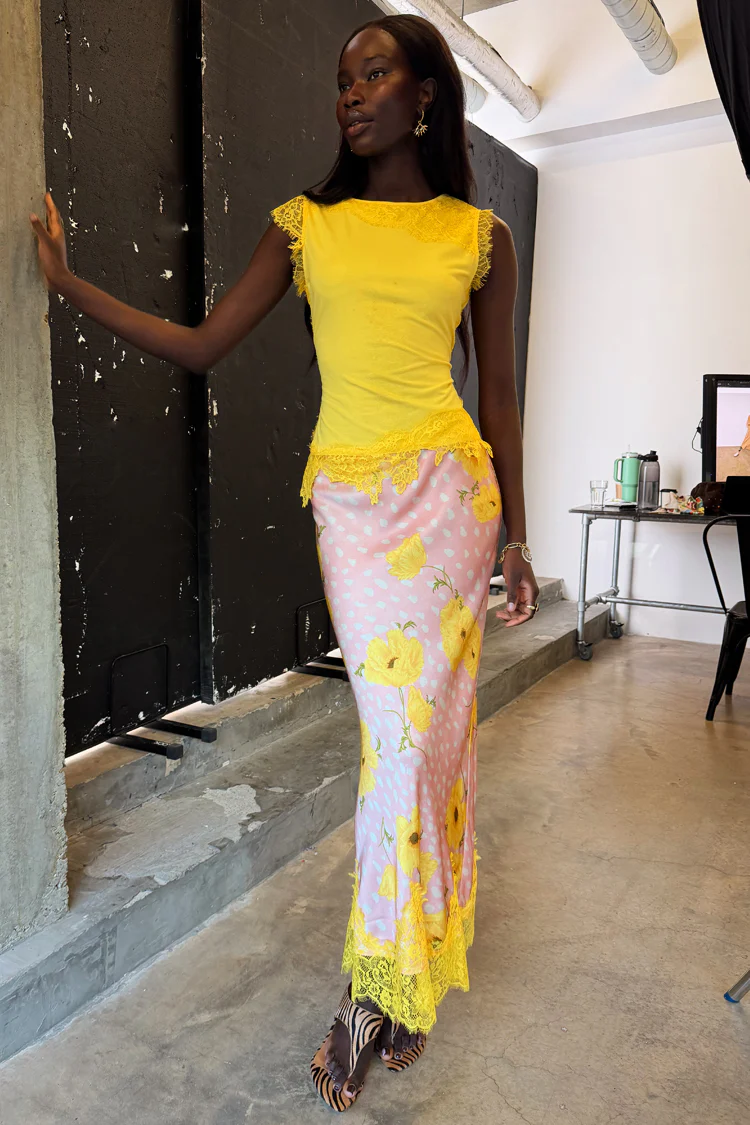 Yellow Lace Insert Top - Image 5