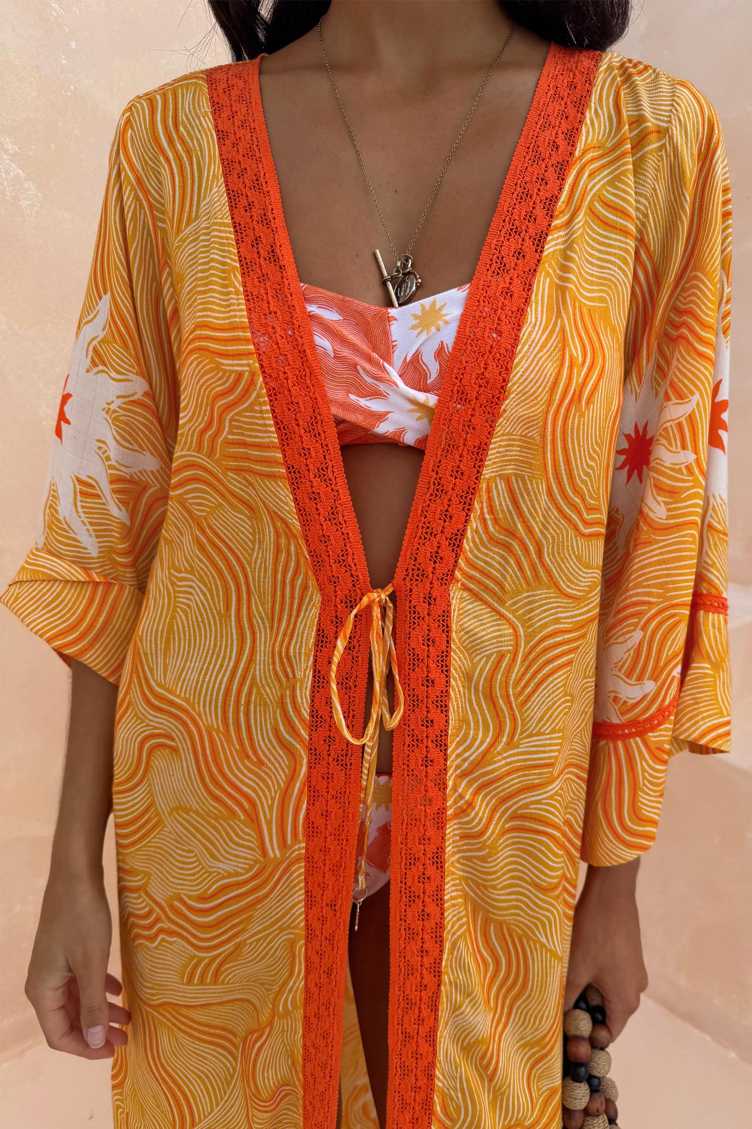 Yellow Sun Kimono with Beading - Image 11